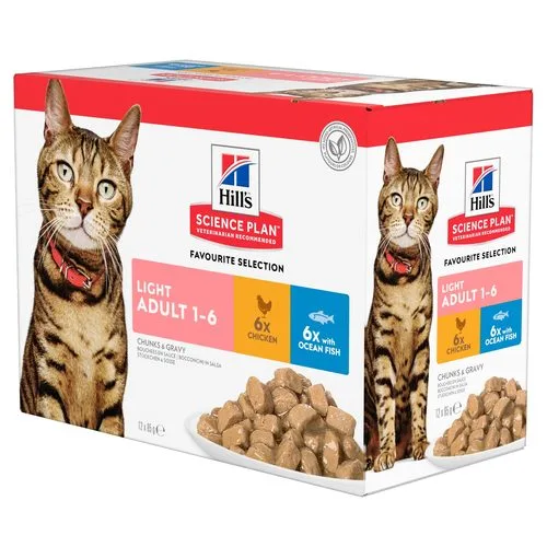 Hill's science plan feline multipack adult pouch light 12x85 gram Kattenvoer