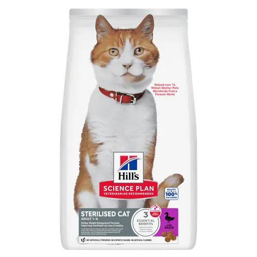 Hill's science plan feline sterilised cat adult with duck 1,5 kg Kattenvoer - afbeelding 1