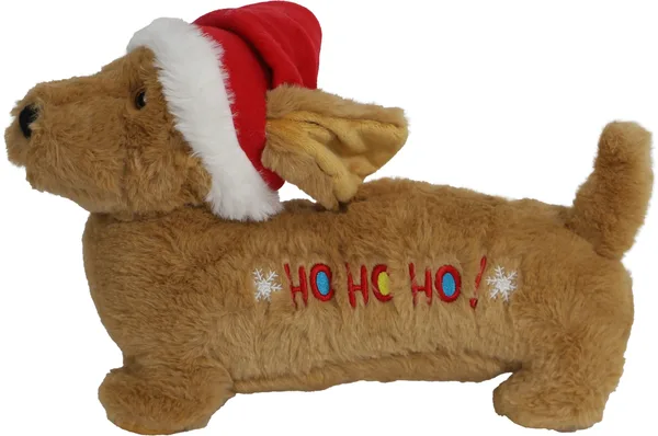 Hond bruin met kerstmuts hohoho&piep 33cm - afbeelding 1