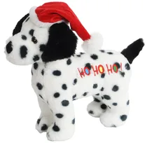 Hond zwit/zwart met kerstmuts hohoho&piep 30cm - afbeelding 1