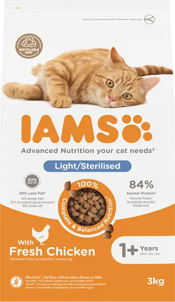 Iams cat adult sterilised&overweight 3 kg Kattenvoer - afbeelding 1