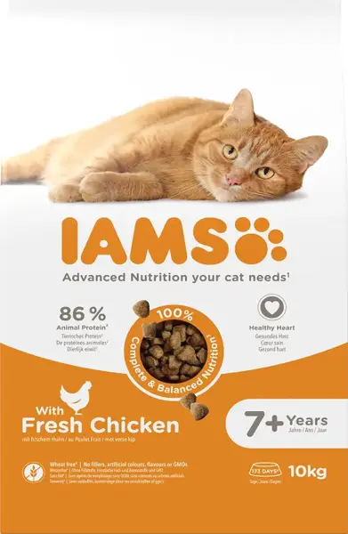 Iams cat senior 7+ kip 10 kg kattenvoer - afbeelding 1