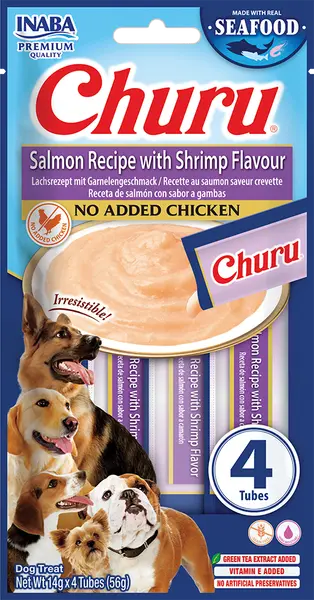 INABA churu zalm met garnaal zonder kip toevoeging dog treat - afbeelding 1