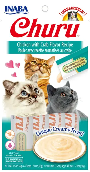 INABA CIAO churu creamy kip met krab cat treat