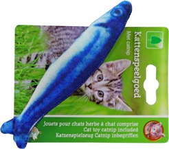 Kattenspeelgoed haring met catnip&rammelaar blauw 15cm - afbeelding 2