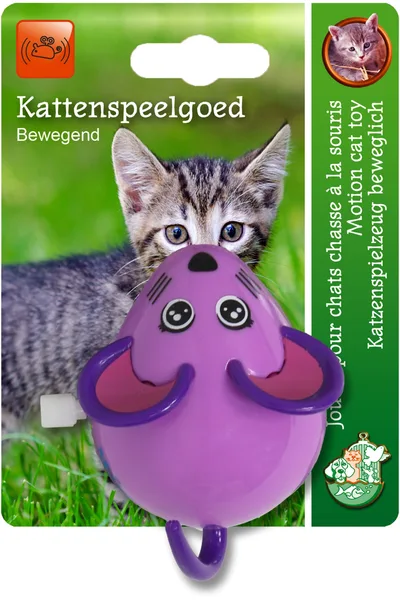 Kattenspeelgoed muis opwindbaar paars 7 cm