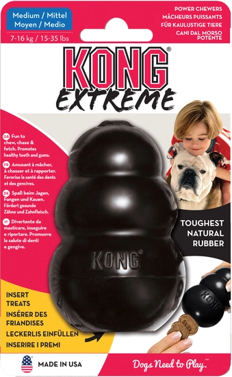 Kong extreme rubber zwart medium hondenspeelgoed - afbeelding 1