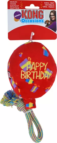 Kong occasions birthday balloon rood medium hondenspeelgoed - afbeelding 1