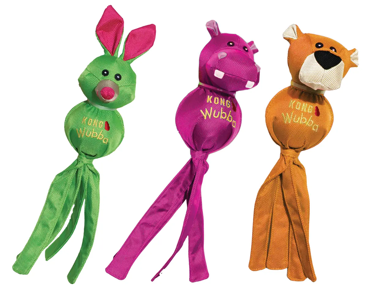 KONG Wubba Friend Plush Dog Toy - Small Bear For Small/Medium Dogs