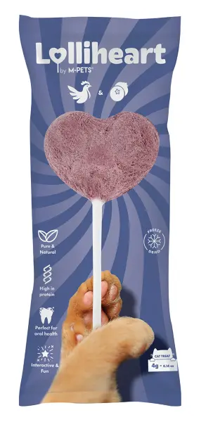 M-PETS lolliheart cat freeze-dried treat chicken&blueberry - afbeelding 1