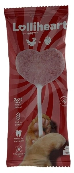M-PETS lolliheart cat freeze-dried treat chicken&strawberry - afbeelding 1