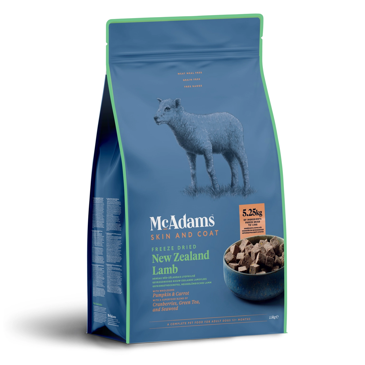 McAdams hond freeze dried new zealand lamb 1,5 kg Van Noord's