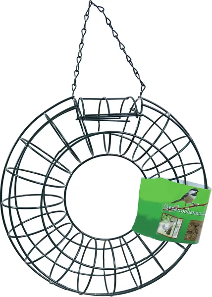 Metalen mezenbolhouder rond groen 25 x 7 cm - afbeelding 1