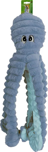 Octopus corduroy hondenspeelgoed met piep blauw 65cm - afbeelding 1