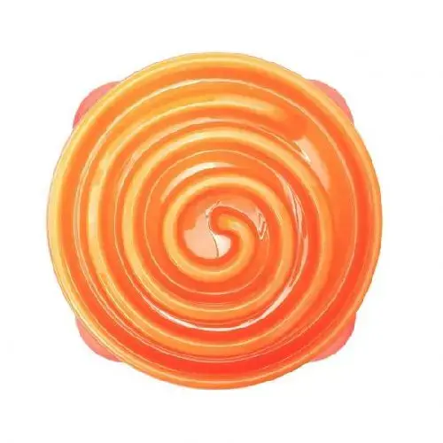 Outward hound slo bowl fun feeder coral orange anti-schrokbak