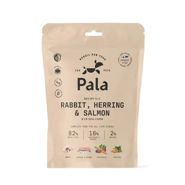 Pala dog gently air-dried (recipe#4) Rabbit&herring&Salmon 400 gram - afbeelding 1