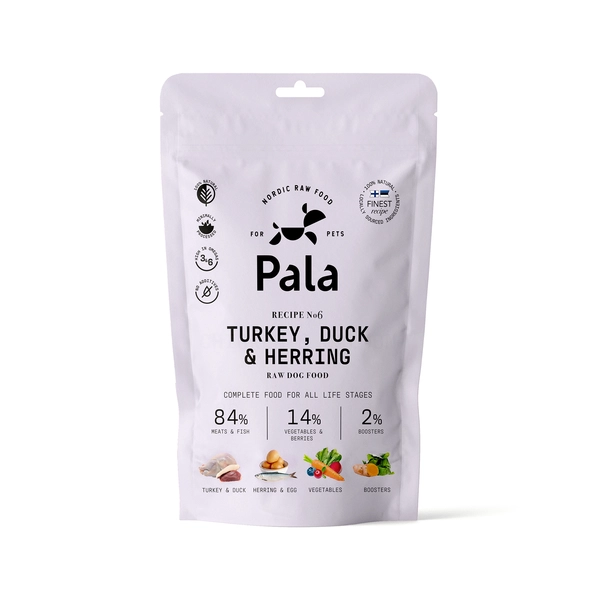 Pala dog gently air-dried (recipe#6) Turkey&Duck&Herring 400 gram