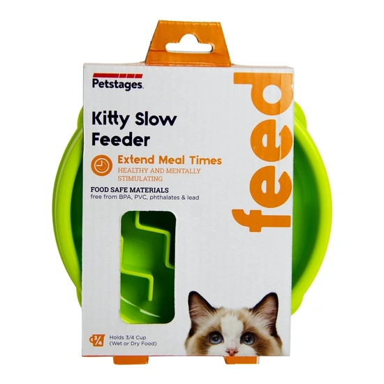 Petstages Kitty slow feeder groen anti-schrokbak - afbeelding 1