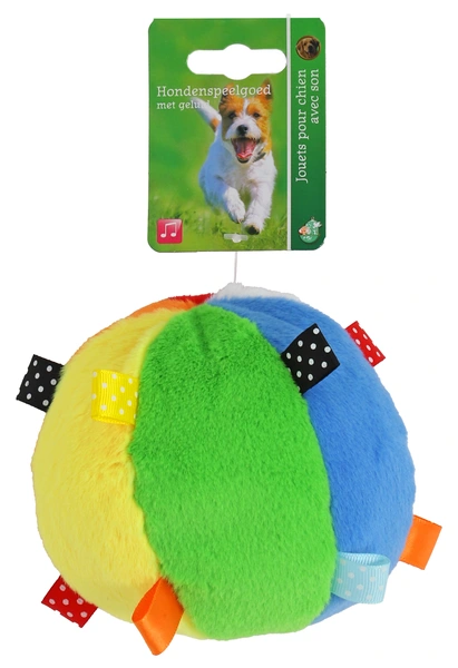 Pluche bal met flapjes en piep 12cm - afbeelding 1