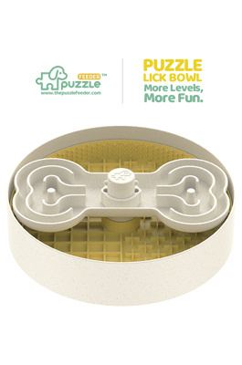 Puzzle slow feeder lick bowl geel SALE! - afbeelding 1