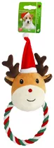 Rendier met kerstmust flosstouw&piep 27 cm hondenspeelgoed - afbeelding 1