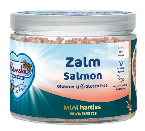 Renske gezonde beloning hond hartjes zalm 300 gram - afbeelding 1