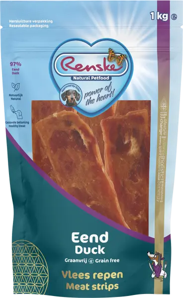 Renske gezonde beloning vlees repen eend 1kg - afbeelding 1