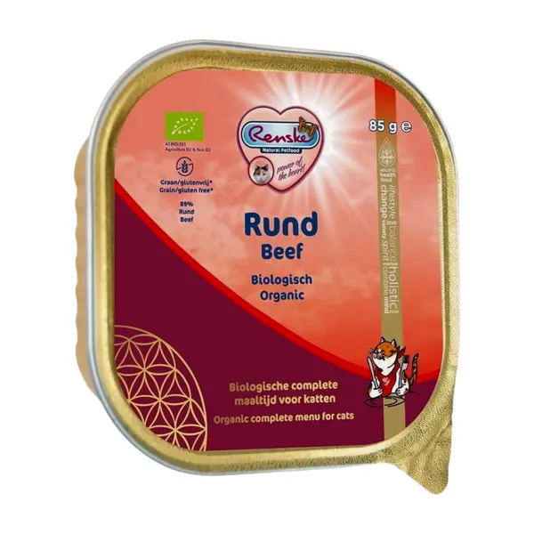 Renske kat biologisch natvoer graanvrij rund 19X85gr. - afbeelding 1
