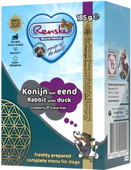 Renske vers tetrapack konijn met eend graanvrij 24x185 gram hondenvoer