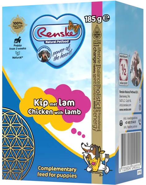 Renske vers tetrapack puppy kip met lam 185 gram - afbeelding 1