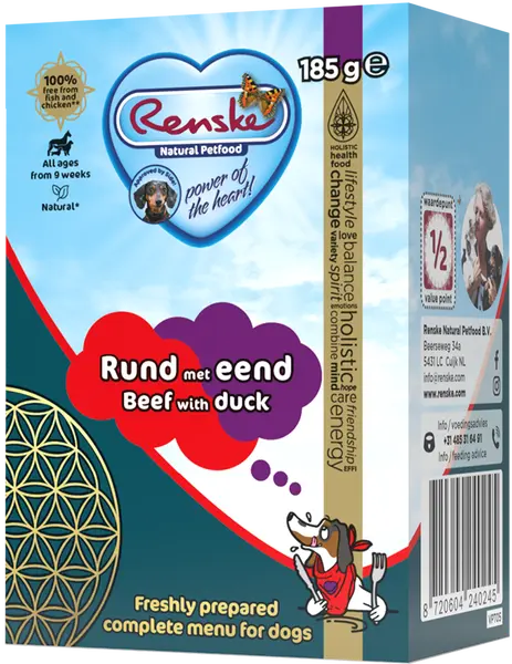 Renske vers tetrapack rund met eend 24x185 gram hondenvoer - afbeelding 1