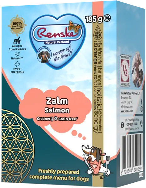 Renske vers tetrapack zalm graanvrij 24x185 gram hondenvoer - afbeelding 1