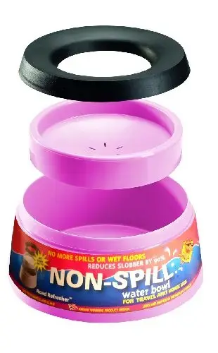 Roadrefresher pet travel bowl large roze