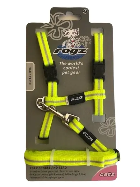 Rogz alleycat tuig+lijn small dayglow neon geel 24-40 cm - afbeelding 1