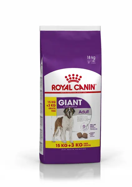 Royal Canin giant adult 15 kg + 3 kg gratis bonusbag