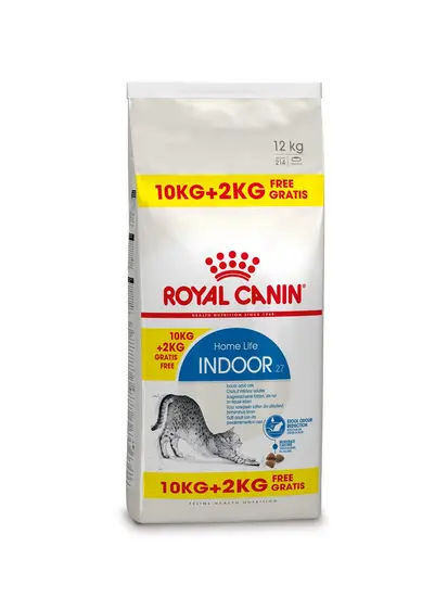 Royal Canin indoor 27 home life 10 kg + 2 kg gratis kattenvoer - afbeelding 1
