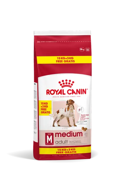 Royal Canin medium adult 15kg+3kg gratis bonusbag - afbeelding 1