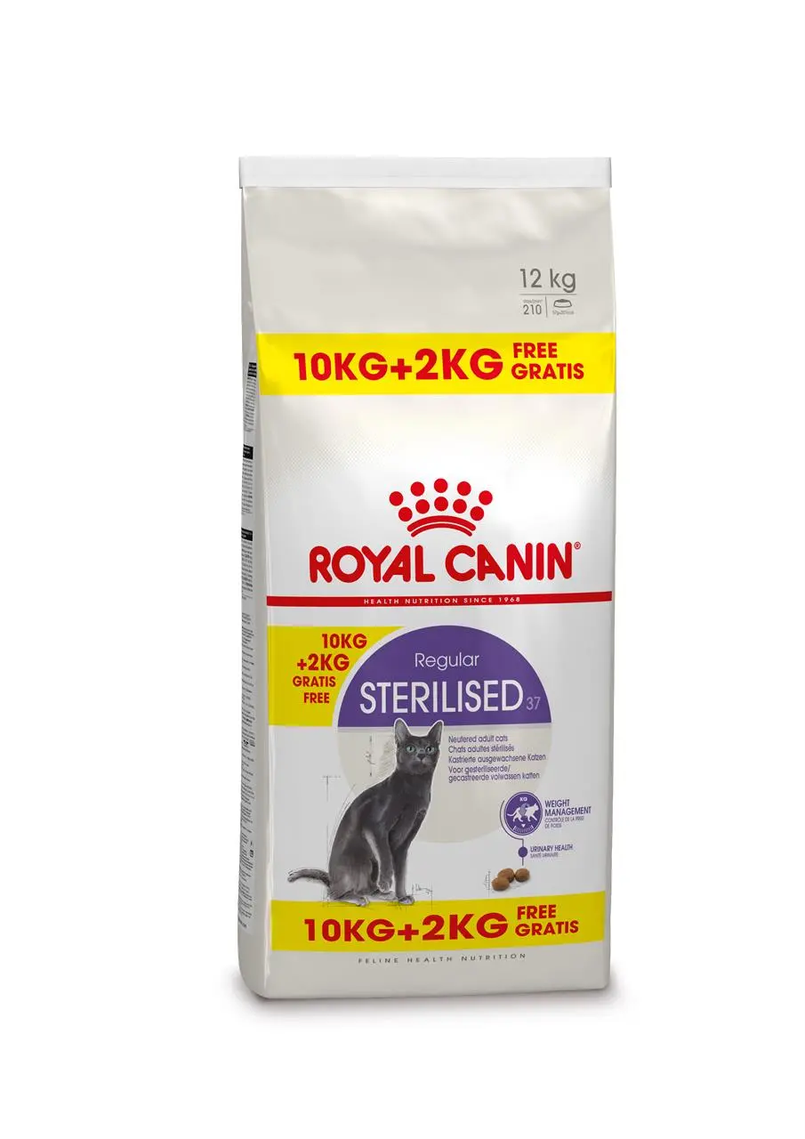 Royal Canin sterilised 37 regular 10 kg 2 kg gratis bonusbag