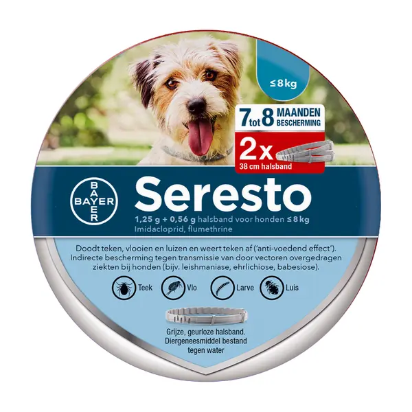 Seresto Band Hond tot 8kg Vlooien- en Tekenband 2 stuks - afbeelding 1