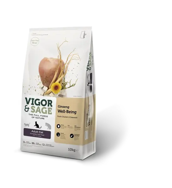 Vigor&Sage cat adult Ginseng well-being 10 kg kattenvoer