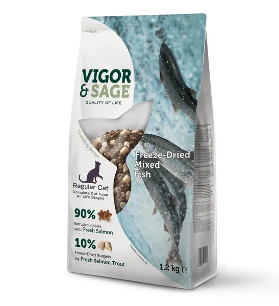 Vigor&Sage cat all-life-stage freeze-dried mixed fish 1,2kg