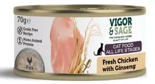 Vigor&Sage cat wet chicken gingseng 70 gram kattenvoer SALE!