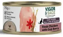 Vigor&Sage cat wet chicken goji berry 70 gram kattenvoer SALE!
