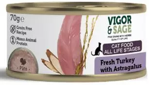 Vigor&Sage cat wet turkey astragalus 70 gram kattenvoer