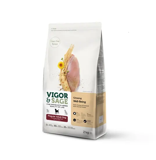 Vigor&Sage dog adult regular Ginseng well-being 2 kg hondenvoer
