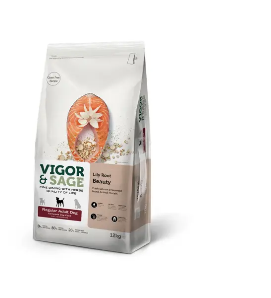 Vigor&Sage dog adult regular Lily root beauty 12 kg hondenvoer