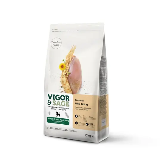 Vigor&Sage dog adult small breed Ginseng well-being 2 kg hondenvoer
