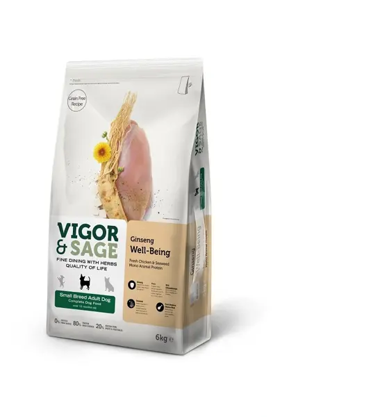 Vigor&Sage dog adult small breed Ginseng well-being 6 kg hondenvoer