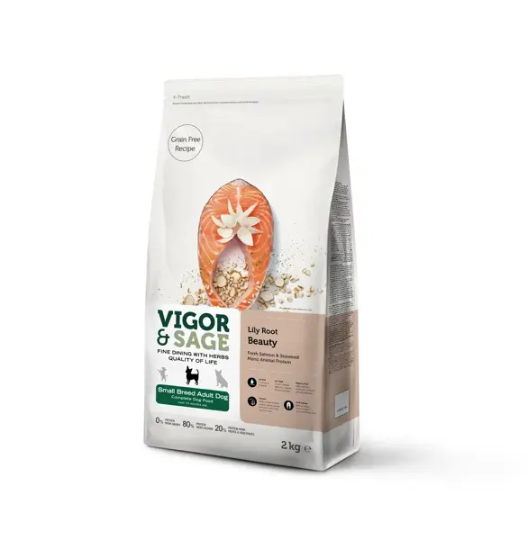 Vigor&Sage dog adult small breed Lily root beauty 2 kg hondenvoer