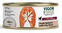 Vigor&Sage dog wet salmon lily root 185 gram hondenvoer